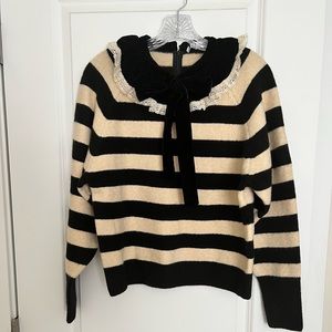 Zara Striped Sweater with Velvet Collar